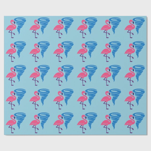 Flamingo Tornado Bold Modern Graphic Art Wrapping Paper (Flat)