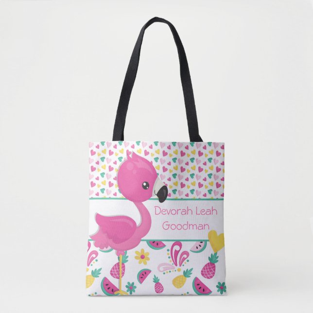 Flamingo tote bag - personalised (Front)