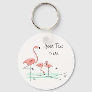 Flamingo Trio 4 Text key chain