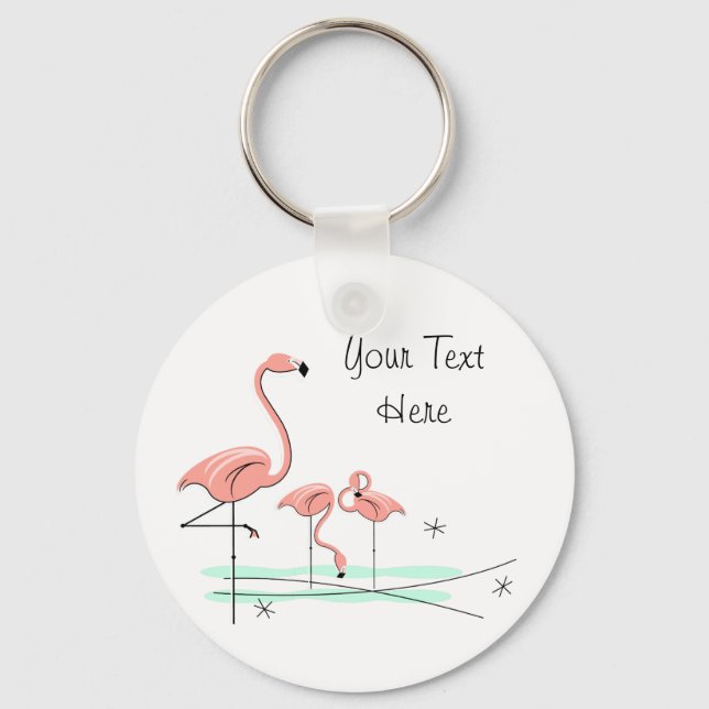Flamingo Trio 4 Text key chain (Front)