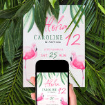 Flamingo tropical Aloha kids birthday party Invitation<br><div class="desc">Cute magenta pink watercolor flamingo and green tropical leaves kids birthday party invitation with Aloha handwritten script.                    Suitable for girls tropical flamingle Hawaiian luau themed,  summer beach,  pool,  or by the sea birthday parties.</div>