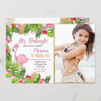 Flamingo Tropical Birthday Invitation