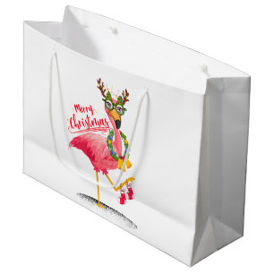 Flamingo Tropical Christmas Large Gift Bag