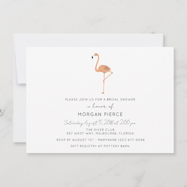 Flamingo Tropical Floral Bridal Shower Invitation (Front)