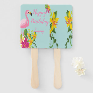 Flamingo Tropical Hand Fan