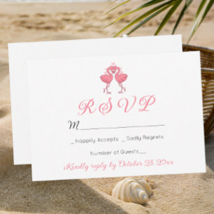 Flamingo Tropical Hawaiian Luau Beach Wedding RSVP