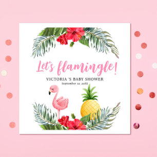 Flamingo Tropical Its a Girl Baby Shower  Napkin