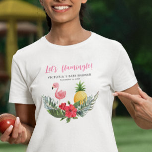 Flamingo Tropical Its a Girl Baby Shower T-Shirt