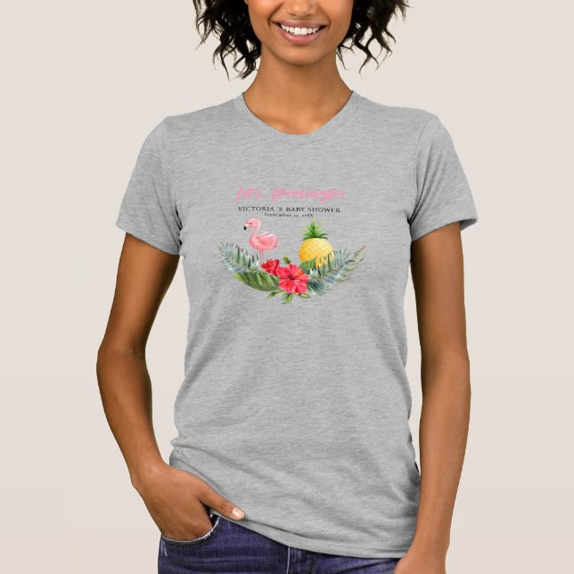 Flamingo Tropical Its a Girl Baby Shower  T-Shirt (Front)