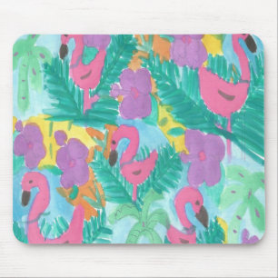 Flamingo Tropical Jungle Pattern Mouse Pad