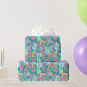 Flamingo Tropical Jungle Print Wrapping Paper