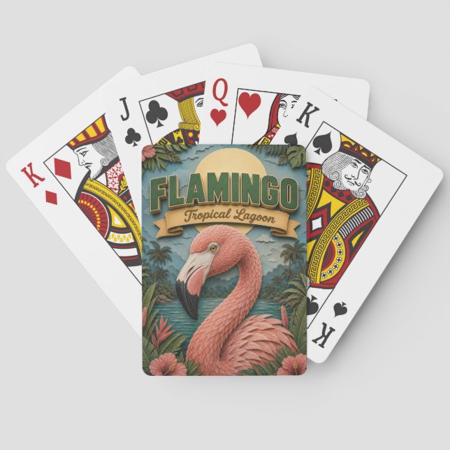 Flamingo Tropical Lagoon POPCUT Playing Cards (Back)