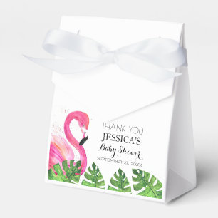 Flamingo Tropical Leaves Baby Shower Party Favour Box