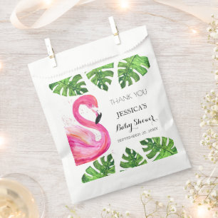 Flamingo Tropical Leaves Baby Shower Party Favour Favour Bags