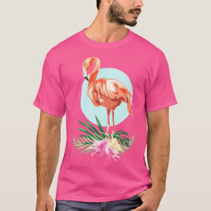 Flamingo Tropical Leaves Exotic Bird T-Shirt