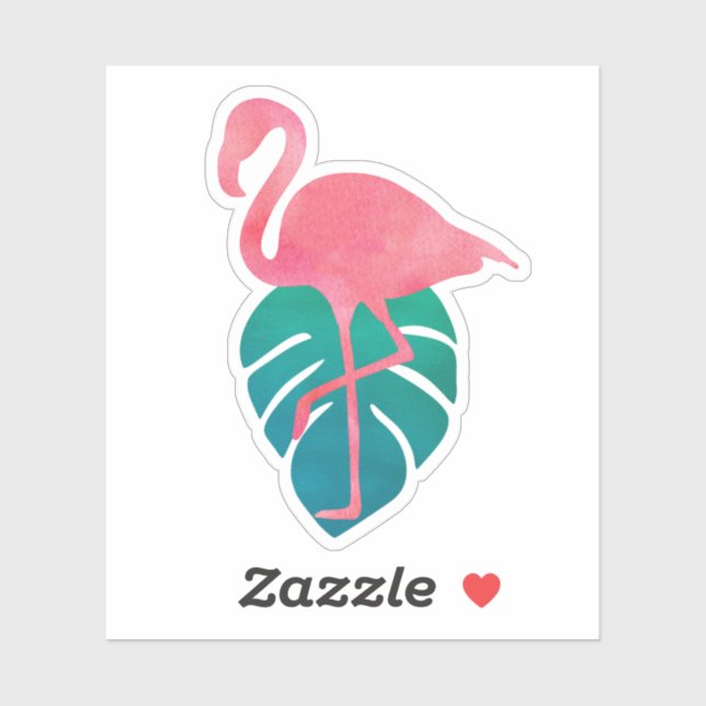 Flamingo Tropical Leaves Watercolor (Sheet)