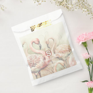 Flamingo Tropical Monogram Bridal Shower Wedding Favour Bags