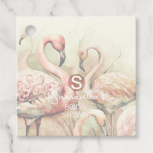 Flamingo Tropical Monogram Bridal Shower Wedding Favour Tags