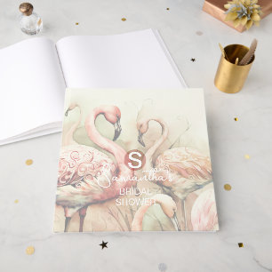 Flamingo Tropical Monogram Bridal Shower Wedding Guest Book