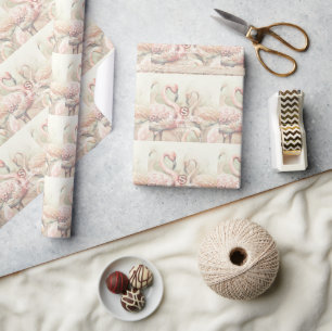 Flamingo Tropical Monogram Bridal Shower Wedding Wrapping Paper