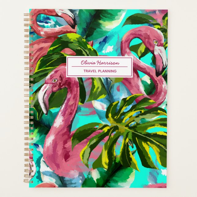 Flamingo Tropical Name and Subject Planner (Front)