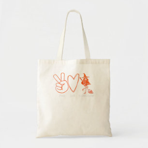 Flamingo Tropical Peace Love Flamingoween Orange F Tote Bag