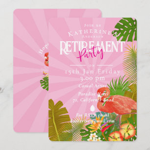 Flamingo Tropical Pink Retirement  Invitation