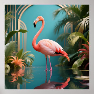 Flamingo Tropical Reflection Poster
