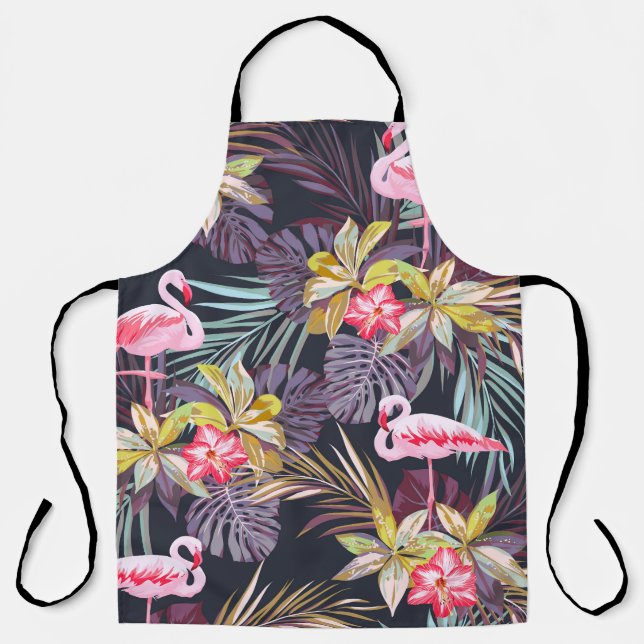Flamingo Tropical: Summer Seamless Pattern Apron (Front)