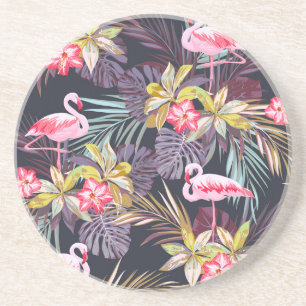 Flamingo Tropical: Summer Seamless Pattern Coaster