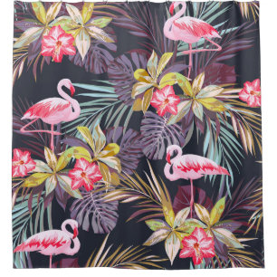 Flamingo Tropical: Summer Seamless Pattern Shower Curtain