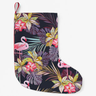 Flamingo Tropical: Summer Seamless Pattern Small Christmas Stocking