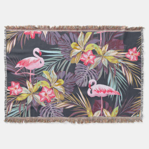 Flamingo Tropical: Summer Seamless Pattern Throw Blanket