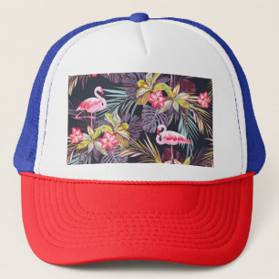 Flamingo Tropical: Summer Seamless Pattern Trucker Hat