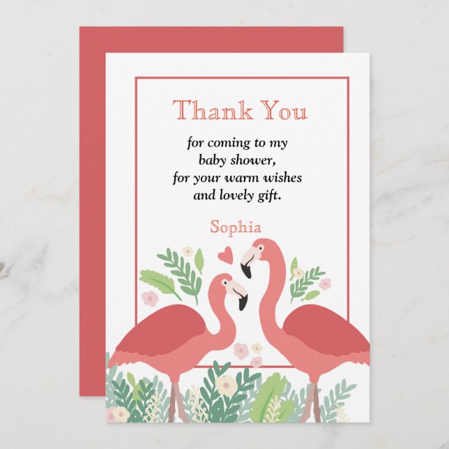 Flamingo Tropical thank you Invitation (Front/Back)