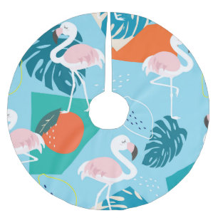 Flamingo Tropical, Trendy Vintage Pattern. Brushed Polyester Tree Skirt