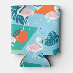 Flamingo Tropical, Trendy Vintage Pattern. Can Cooler