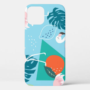 Flamingo Tropical, Trendy Vintage Pattern. iPhone 12 Case