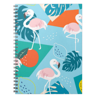 Flamingo Tropical, Trendy Vintage Pattern. Notebook