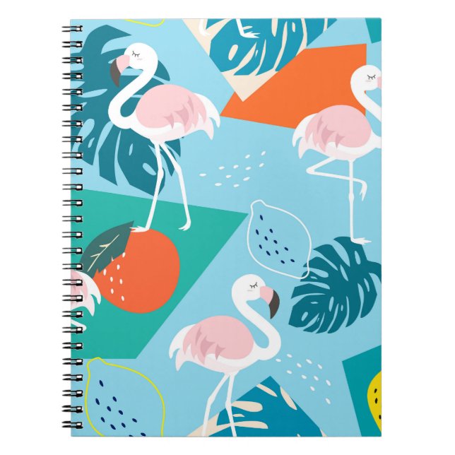 Flamingo Tropical, Trendy Vintage Pattern. Notebook (Front)