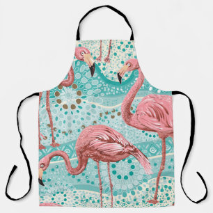 Flamingo Tropical: Vintage Floral Wallpaper Apron