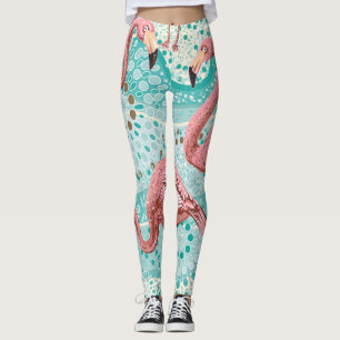 Flamingo Tropical: Vintage Floral Wallpaper Leggings