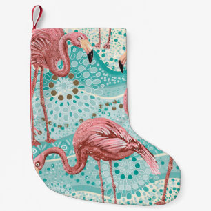 Flamingo Tropical: Vintage Floral Wallpaper Small Christmas Stocking