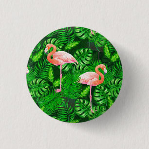 Flamingo tropical watercolor 3 cm round badge