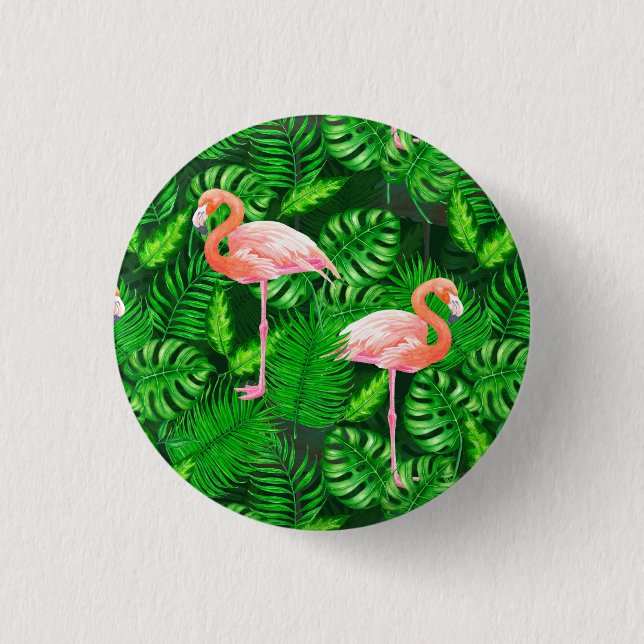 Flamingo tropical watercolor 3 cm round badge (Front)