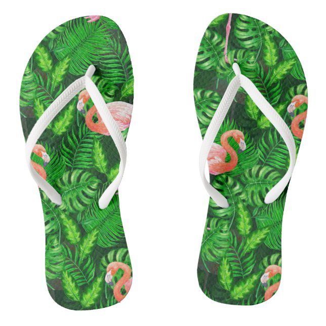 Flamingo tropical watercolor jandals (Footbed)