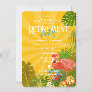 Flamingo Tropical Yellow Retirement I Invitation