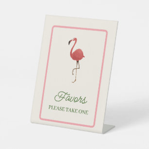 Flamingo Tropics Coastal Beach Favors Pedestal Sign