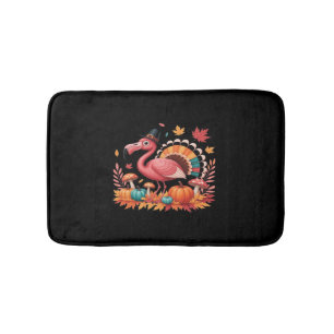 Flamingo Turkey Cute Flamingo Turkey Fall Leaf Tha Bath Mat