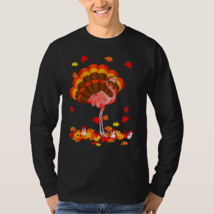 Flamingo Turkey Cute Flamingo Turkey Fall Leaf Tha T-Shirt